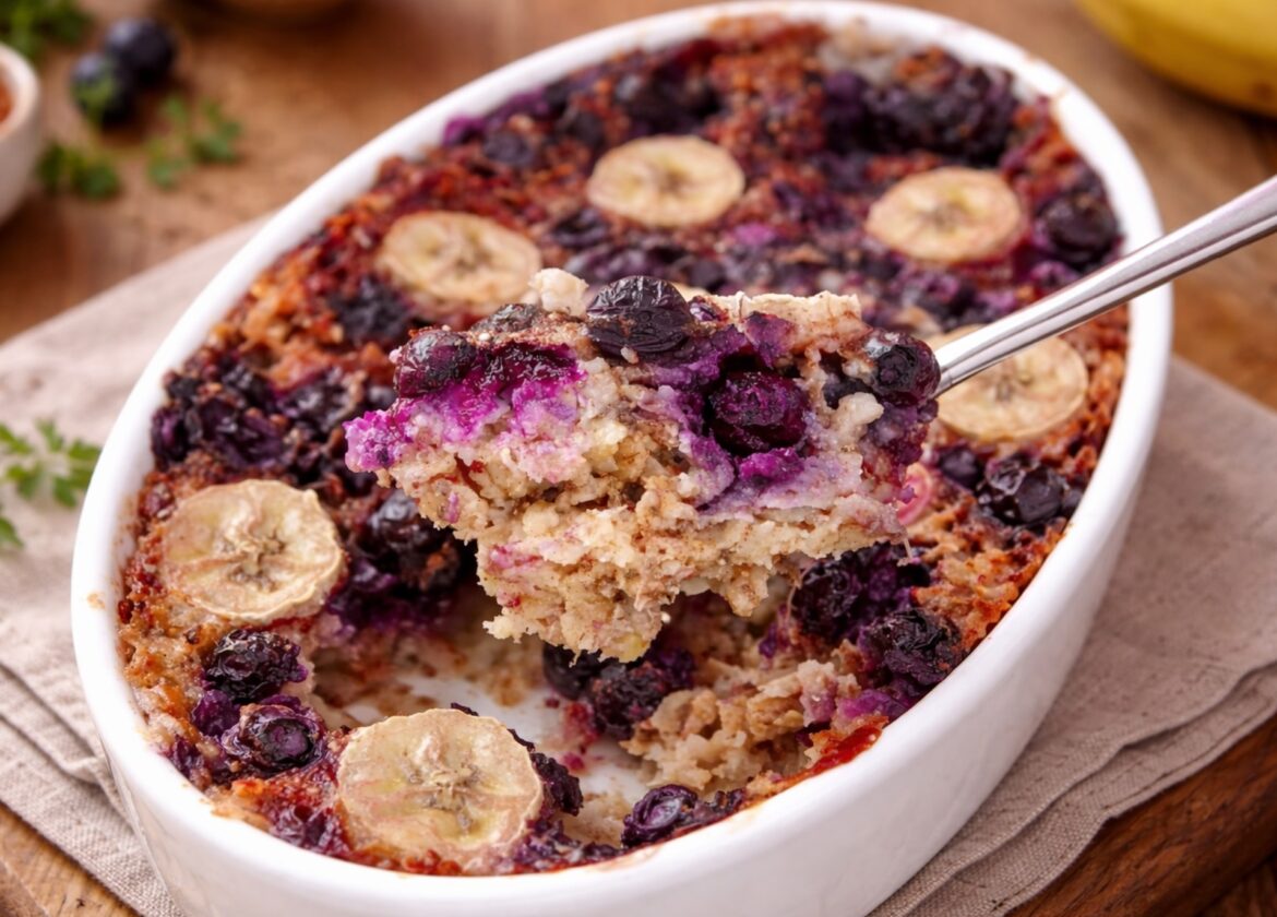 Gebackene Blaubeer-Haferflocken