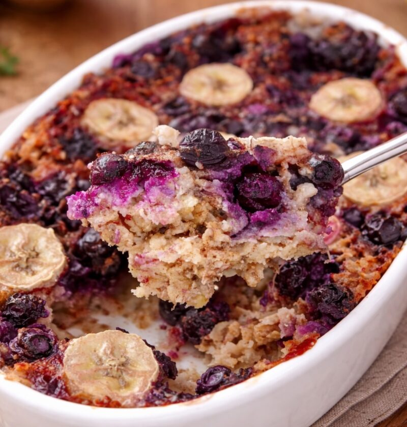 Gebackene Blaubeer-Haferflocken