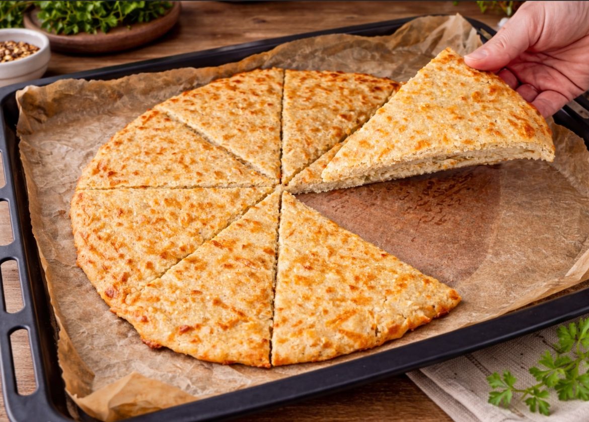 Herzhafter Haferflocken-Zwiebel-Fladen mit Mozzarella