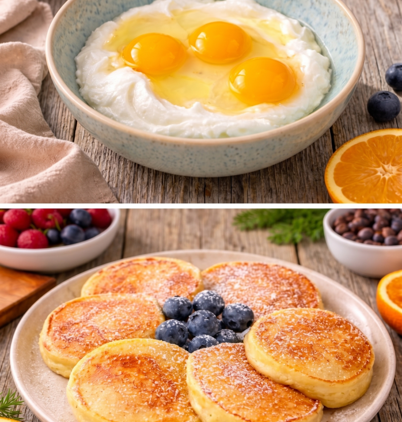 Proteinreiche Hüttenkäse-Pancake-Taler