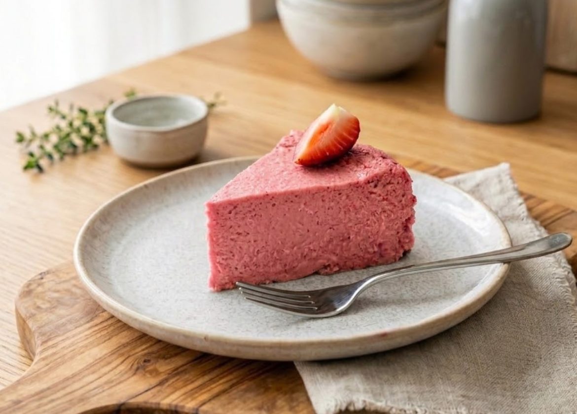 Gesunder Erdbeer-Cheesecake mit nur 5 Zutaten
