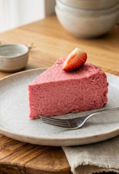 Gesunder Erdbeer-Cheesecake mit nur 5 Zutaten