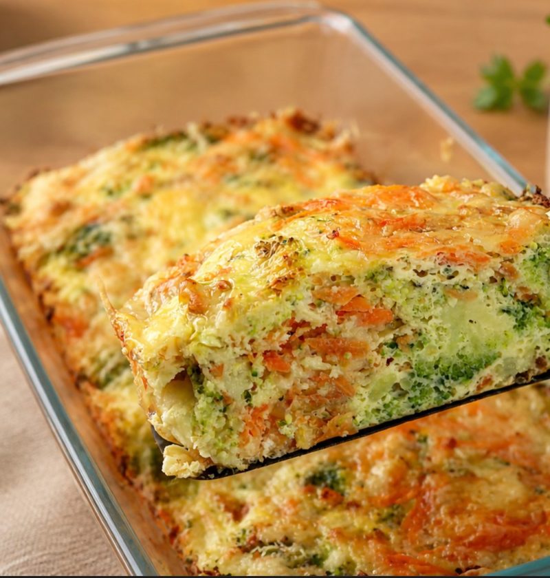 Brokkoli-Karotten-Käse-Auflauf mit Eiern