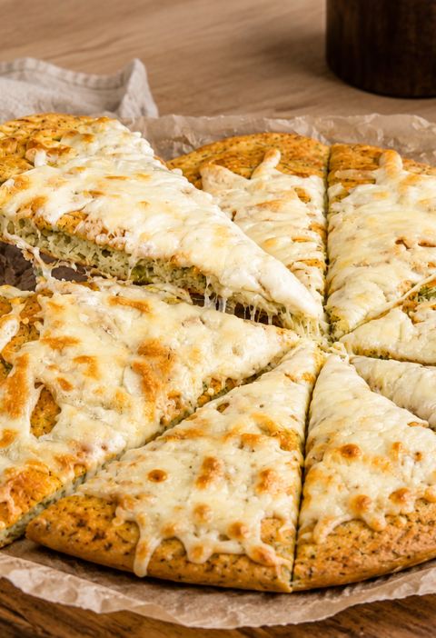 Hüttenkäse-Mandel-Fladenbrot mit Mozzarella
