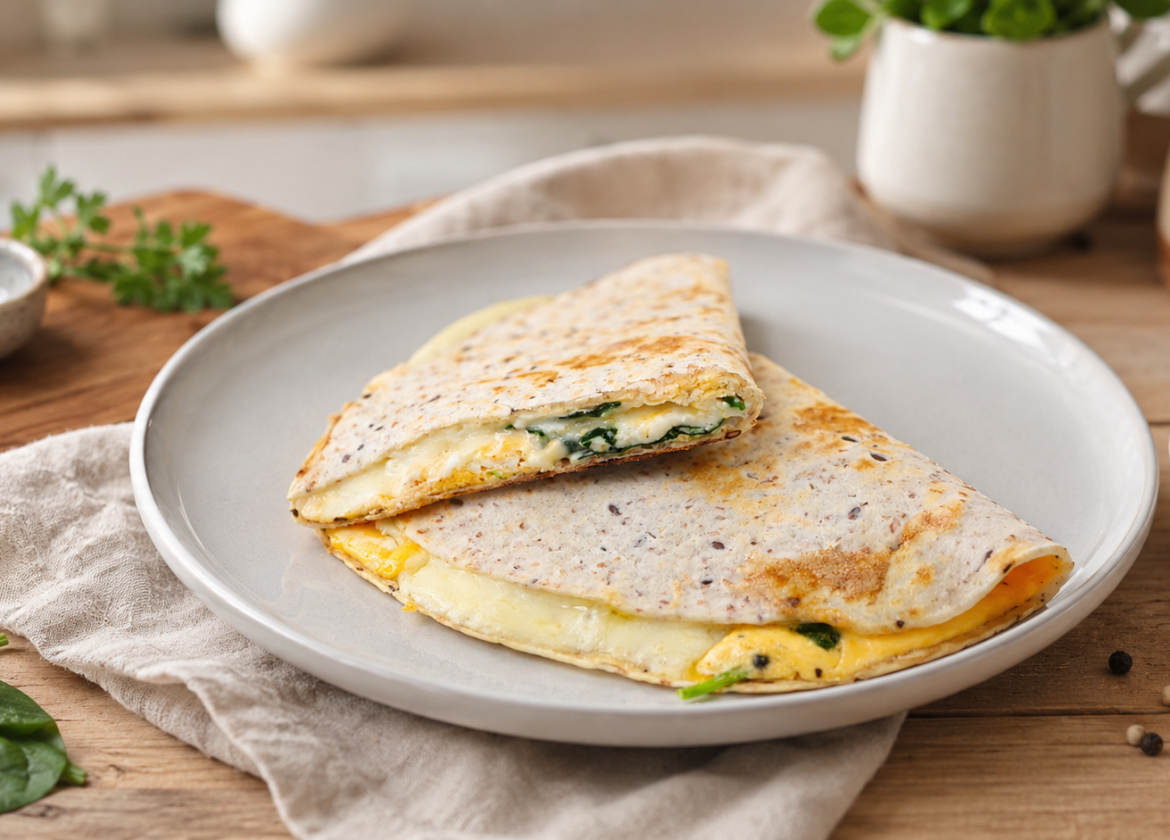 Frühstücks-Tortilla mit Ei, Spinat und Käse