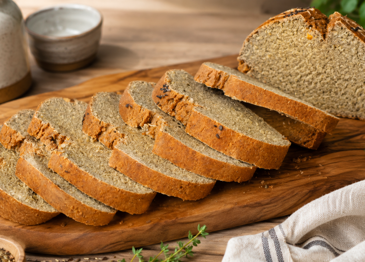 Brot aus Kichererbsen, roten Linsen und Leinsamen