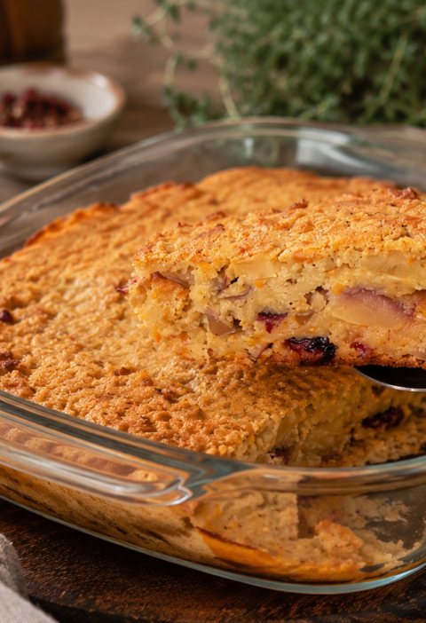 Haferflocken-Auflauf mit Apfel, Karotte und Cranberries