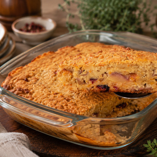 Haferflocken-Auflauf mit Apfel, Karotte und Cranberries
