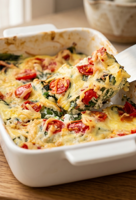 Einfacher Spinat-Käse-Auflauf mit Hüttenkäse