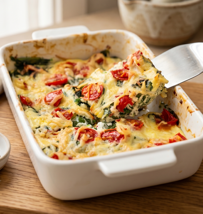 Einfacher Spinat-Käse-Auflauf mit Hüttenkäse