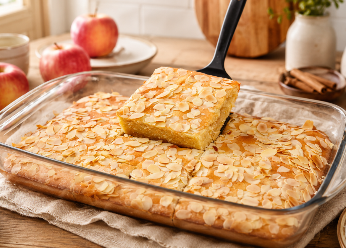 Einfacher Apfelkuchen mit Rührteig