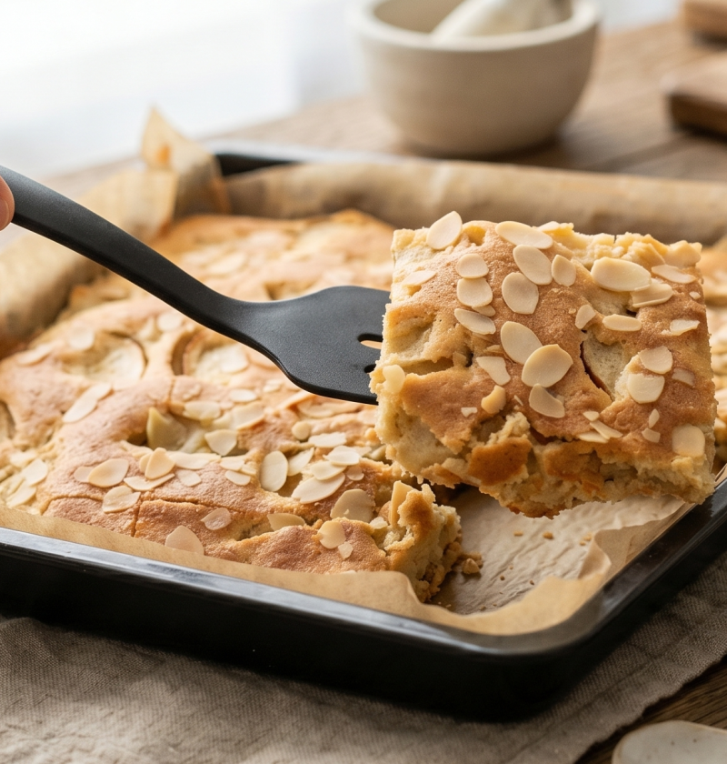 Einfacher Apfelkuchen mit Butter und Mandeln