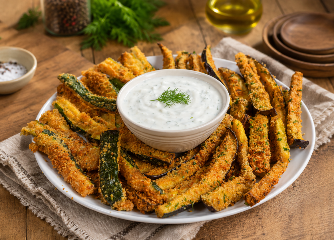 Zucchini- und Auberginen-Sticks aus der Heißluftfritteuse