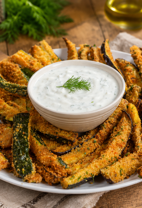 Zucchini- und Auberginen-Sticks aus der Heißluftfritteuse