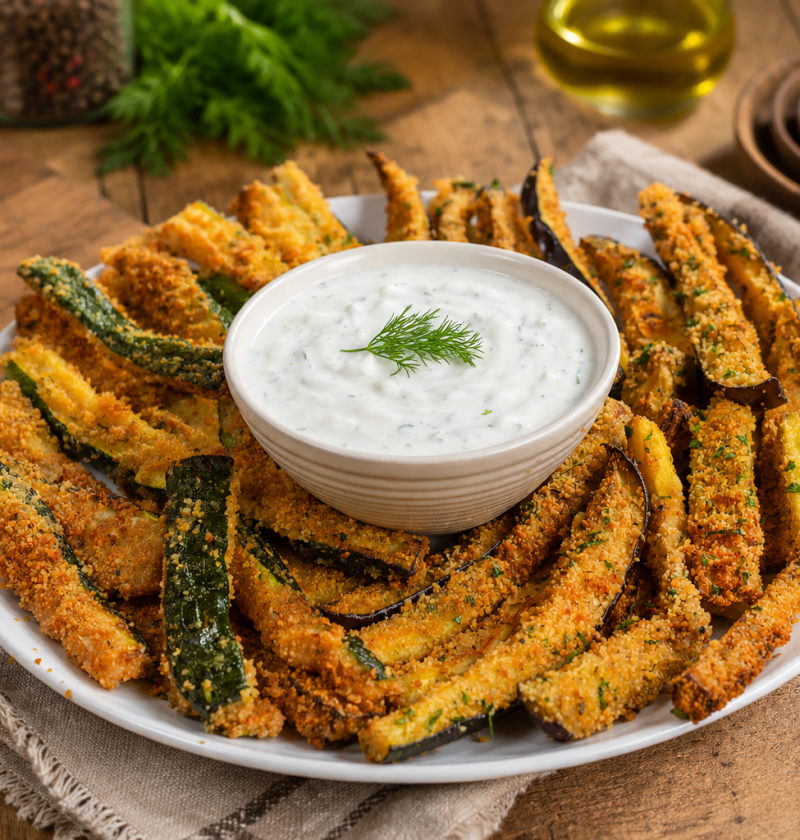 Zucchini- und Auberginen-Sticks aus der Heißluftfritteuse