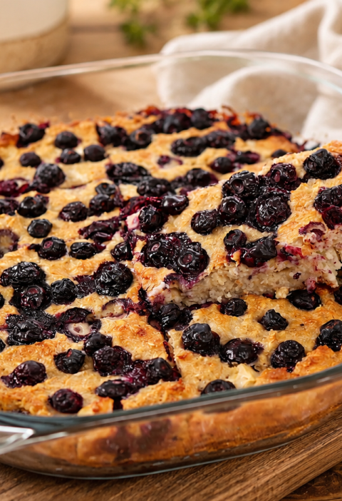 Zarter Haferflocken-Auflauf mit Apfel und Beeren