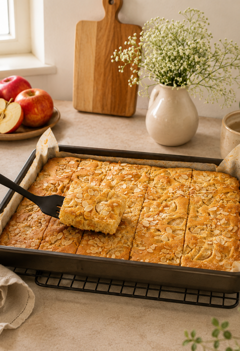 Saftiger Apfelkuchen mit Mandeln