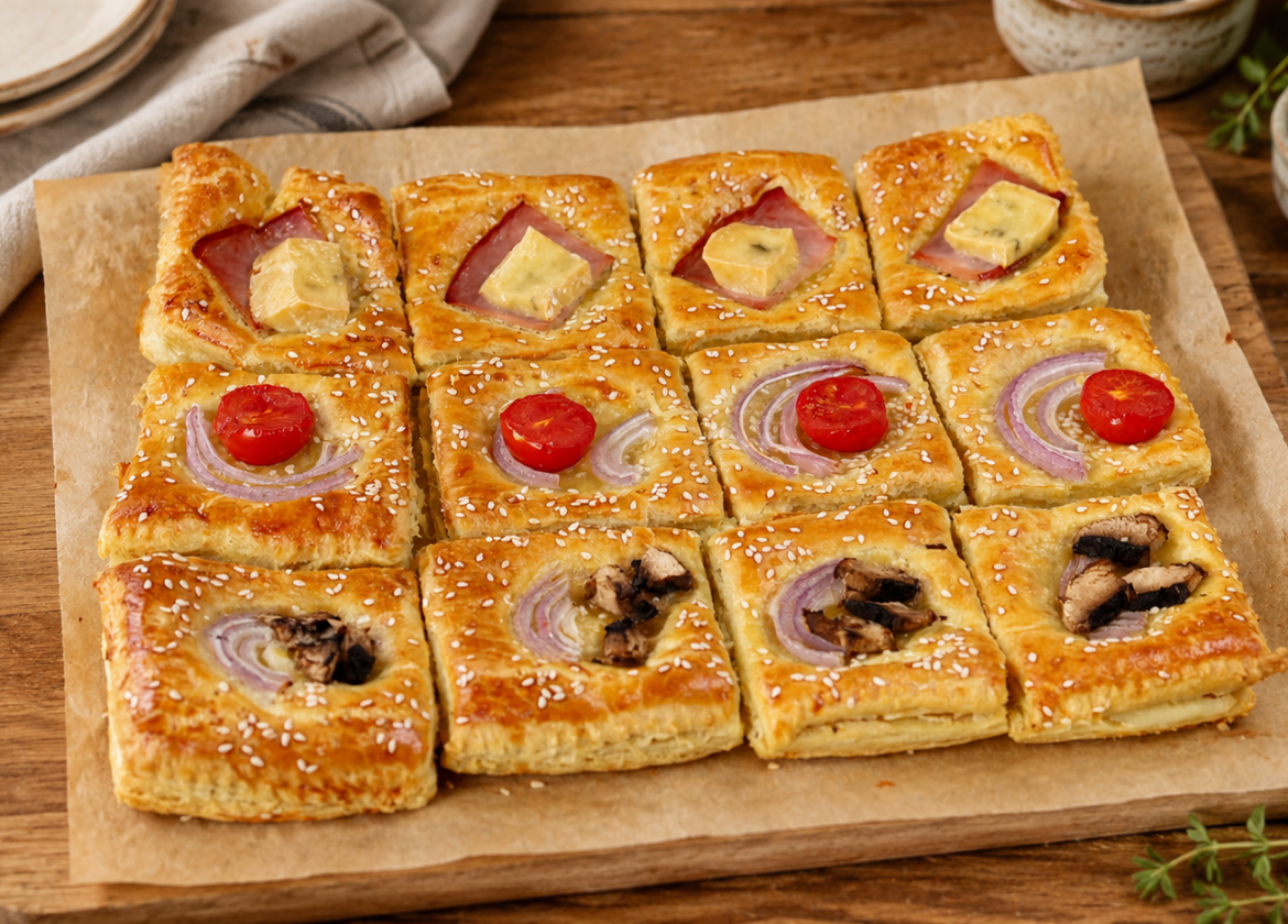 Italienische Blätterteig-Snacks mit Frischkäse und Gemüse