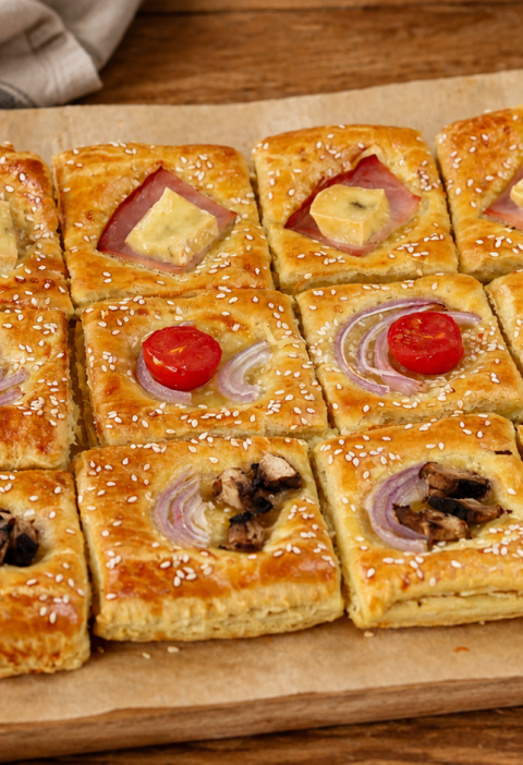Italienische Blätterteig-Snacks mit Frischkäse und Gemüse