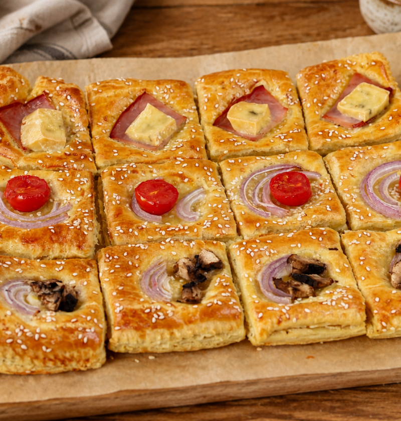 Italienische Blätterteig-Snacks mit Frischkäse und Gemüse