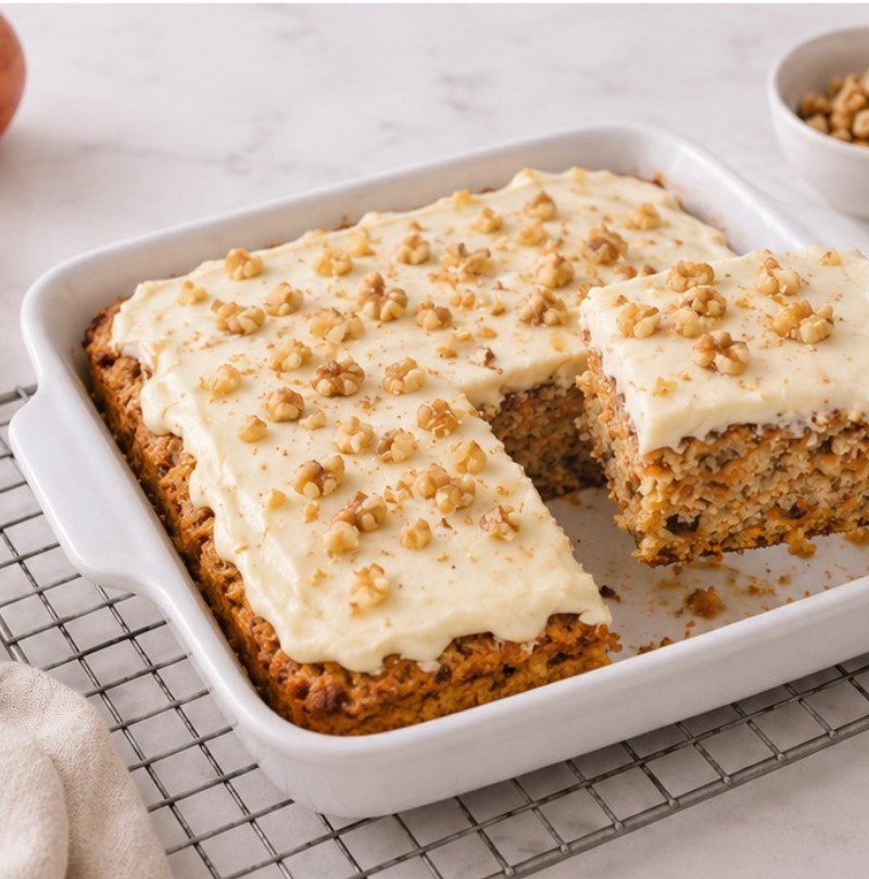 Baked Oatmeal mit Banane, Karotte und Nüssen