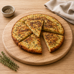 Herzhafter Haferflocken-Eier-Pfannkuchen mit Käse