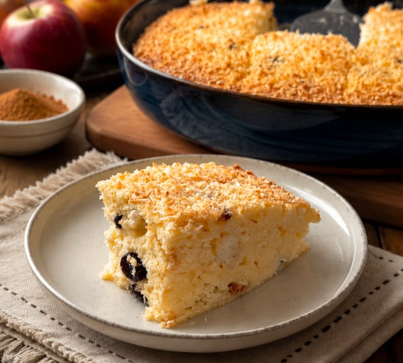 Quarkkuchen mit Cranberries und Kokosflocken