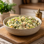 Cremiger Kartoffel-Gurken-Salat mit Thunfisch, Ei und Joghurt-Dressing