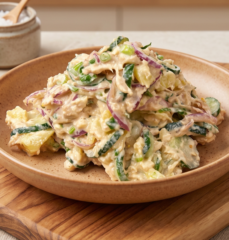Cremiger Kartoffel-Gurken-Salat mit Thunfisch und Ei