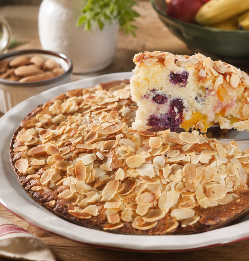 Saftiger Aprikosenkuchen mit Heidelbeeren