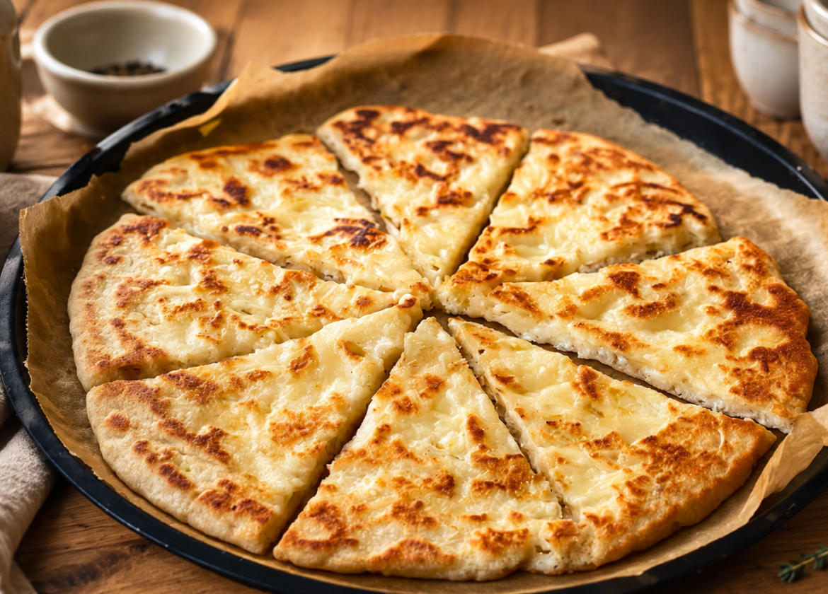 Herzhafte Haferflocken-Zwiebel-Pfanne mit Mozzarella