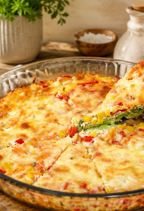 Brokkoli-Gemüse-Auflauf mit Eiern und Mozzarella
