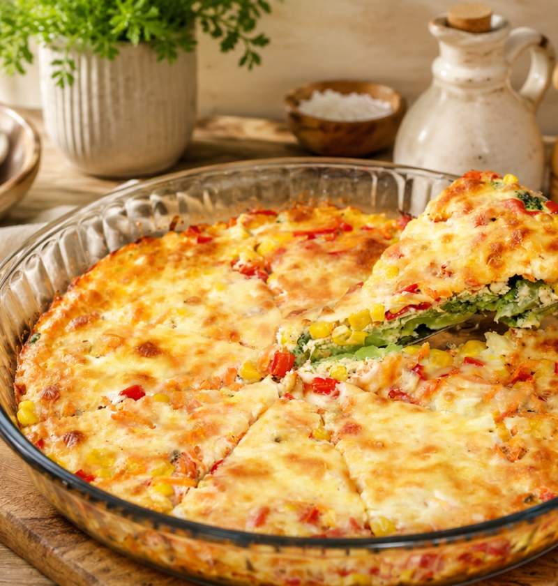 Brokkoli-Gemüse-Auflauf mit Eiern und Mozzarella