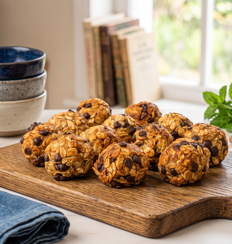 Hafer-Bananen-Bällchen mit Schokolade aus der Heißluftfritteuse
