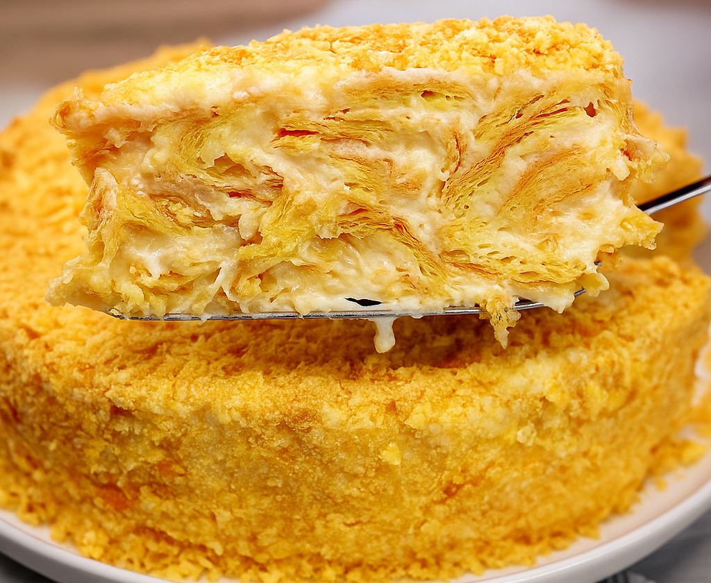 Hausgemachte Vanille-Blätterteigtorte