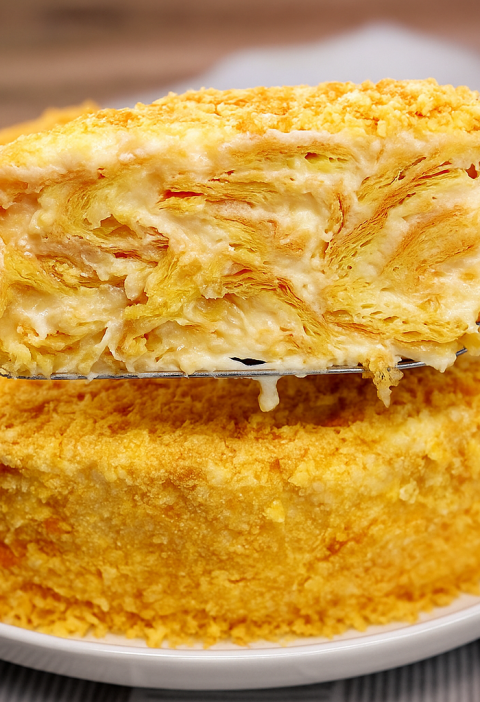 Hausgemachte Vanille-Blätterteigtorte