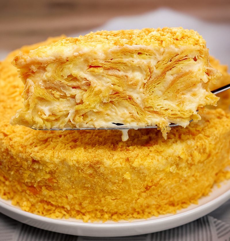 Hausgemachte Vanille-Blätterteigtorte