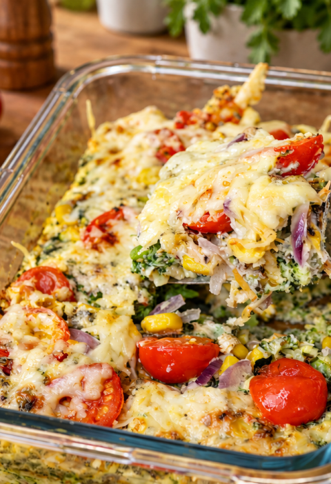 Brokkoli-Mais-Auflauf mit Mozzarella